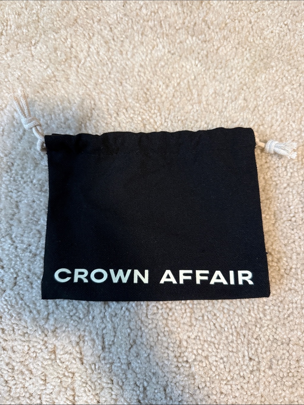 NWOT Crown Affair Black Drawstring Pouch